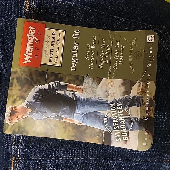 Wrangler Five Star Premium Men's 38x29 Straight Fit Jeans Dark‎ Wash Blue NEW - Picture 6 of 10